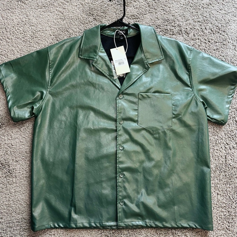 Boohoo Mans Button down shirt in leather